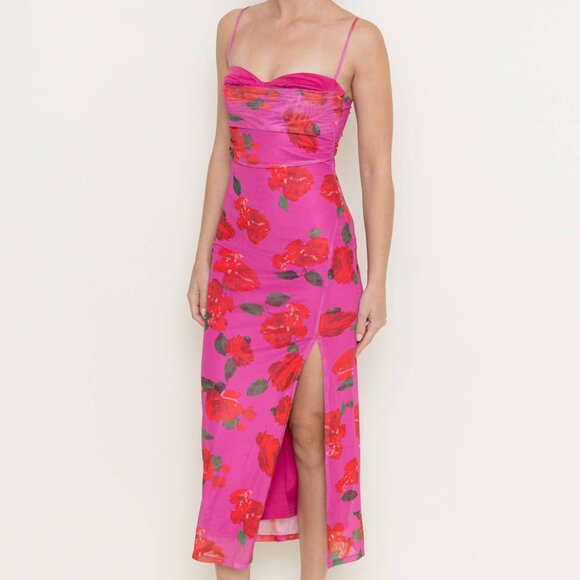 Floral Mesh Midi Dress - Picture 1 of 3